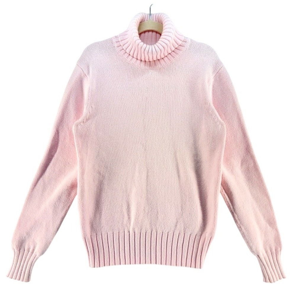 Gap Coquettecore Grannychic Foldover Turtleneck Sweater Pink Cotton Blend Sz M